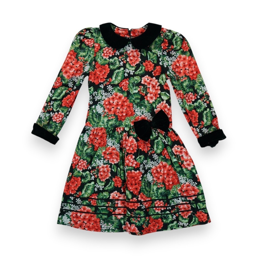 Vintage 90s Plum Pudding Ltd. Floral Long Sleeve Collared Dress Girls Size 6 USA